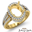 Diamond Engagement Ring Oval Semi Mount 14k Yellow Gold Halo Pave Setting 2.5Ct - javda.com 