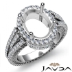 Diamond Engagement Ring Oval Semi Mount 18k White Gold Halo Pave Setting 2.5Ct - javda.com 