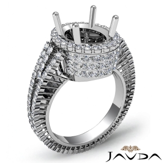 Diamond Engagement Ring Oval Semi Mount 14k Gold White Halo Pave Setting 2.5Ct