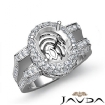 Diamond Engagement Oval Ring Platinum 950 Halo Pave Setting Semi Mount 1.1Ct - javda.com 