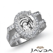 Diamond Engagement Oval Ring 14k White Gold Halo Pave Setting Semi Mount 1.1Ct - javda.com 