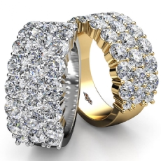 Three Row Round Diamond Wedding Band For Women 14k White Gold 2.82Ct