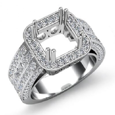 Trio Halo Diamond Engagement Princess Semi Mount Ring 14k Gold 1.50Ctw