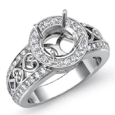 0.75 Ctw Diamond Engagement Ring Halo 14k White Gold Round Semi Mount