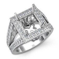 1Ct Diamond Engagement Halo Setting Ring Princess Semi Mount 14K White Gold