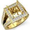 1Ct Diamond Engagement Halo Setting Ring Princess Semi Mount 18k Gold Yellow