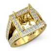 1Ct Diamond Engagement Halo Setting Ring Princess Semi Mount  18k Yellow Gold - javda.com 