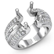 1.15Ct Round Baguette Diamond Engagement Setting Ring 14K White Gold