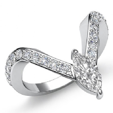 Pave Set V Style Sidestone diamond Ring 14k Gold White