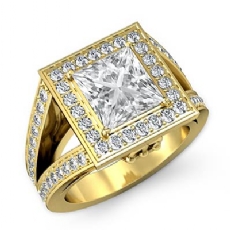 Vintage Halo Sidestone diamond Ring 18k Gold Yellow