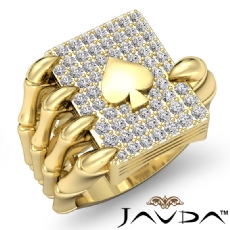 Hip Hop Skull Hand Claw Poker Playing Card Mens Diamond Ring 18k Gold Yellow  (0.8Ct. tw.)