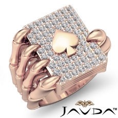 Hip Hop Skull Hand Claw Poker Playing Card Mens Diamond Ring 18k Rose Gold  (0.8Ct. tw.)