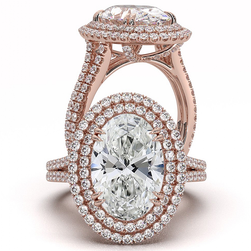  Oval diamond  Ring in 14k Rose Gold