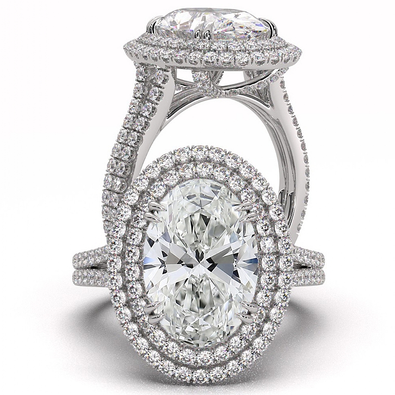  Oval diamond  Ring in 14k Gold White