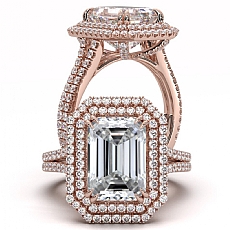 Gala Halo Micro Pave Cathedral diamond Ring 14k Rose Gold