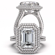 Gala Halo Micro Pave Cathedral diamond Ring Platinum 950