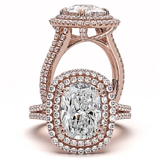 Gala Halo Pave Split Shank diamond Ring 14k Rose Gold