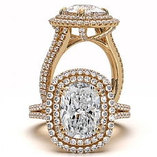 Gala Halo Pave Split Shank diamond Ring 14k Gold Yellow