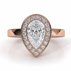 Halo Pave Filligree Design diamond Ring 14k Rose Gold