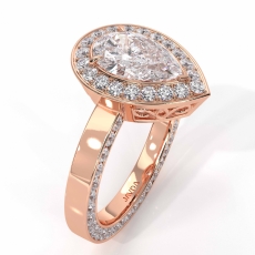 Halo Pave Filligree Design diamond Ring 14k Rose Gold