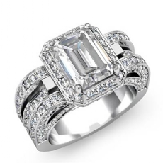 Vintage Design Halo Pave diamond Ring 14k Gold White