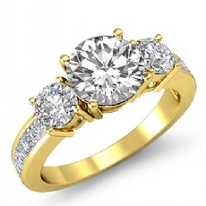 3 Stone Channel Sidestone diamond Ring 14k Gold Yellow