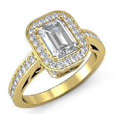 Vintage Halo Sidestone Pave diamond Ring 14k Gold Yellow