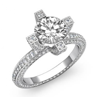 1.9Ct Diamond Eternity Style Engagement Setting Ring 14k W Gold Round Semi Mount