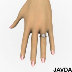 Halo U Cut French Pave Set diamond Ring 14k Gold White