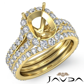 1.8Ct Cushion Diamond Semi Mount Engagement Wedding Ring Bridal Set 14k Gold Yellow