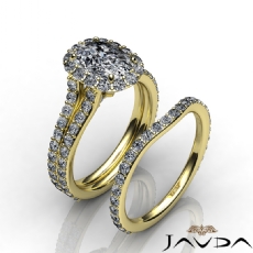 Halo Pave Wedding Set diamond  18k Gold Yellow