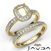 Cushion Halo Diamond Semi Mount Engagement Ring Bridal Set 14k Yellow Gold 0.95Ct - javda.com 