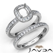 Cushion Halo Diamond Semi Mount Engagement Ring Bridal Set 14k White Gold 0.95Ct - javda.com 