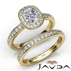 Cathedral Halo Bridal Set diamond Ring 14k Gold Yellow