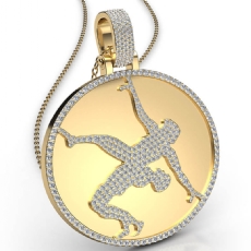 Custom Couple Diamond Pendant 18 Inches Rolo Chain 14k Gold Yellow  (4Ct. tw.)