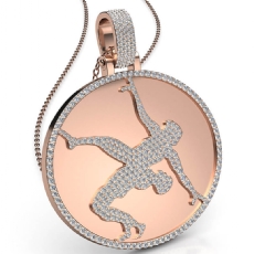 Custom Couple Diamond Pendant 18 Inches Rolo Chain 14k Rose Gold  (4Ct. tw.)