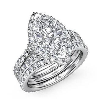 Marquise Diamond Split Shank Engagement Ring Bridal Set GIA G SI1 ...