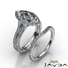 Split Shank Halo Bridal Sets diamond Ring 18k Gold White