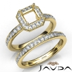 Asscher Halo Diamond Semi Mount Engagement Ring Bridal Set 14k Yellow Gold 0.95Ct - javda.com 