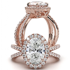 Popular Split Shank Halo diamond Ring 18k Rose Gold