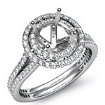 1.55Ct Round Shape Diamond Engagement Ring SemiMount Halo Setting Platinum