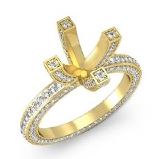 Diamond Eternity Style Engagement Setting Ring 14k Gold Yellow Round Semi Mount (1.9Ct. tw.)