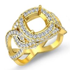 Diamond Engagement Ring Halo Setting 14k Gold Yellow Cushion Semi Mount (1.8Ct. tw.)