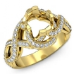 Diamond Antique Engagement Setting Ring Round Semi Mount Hand Pave Sets 14k Yellow Gold 1Ct - javda.com 