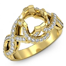 Diamond Antique Engagement Setting Ring Round Semi Mount Hand Pave Sets 14k Gold Yellow  (1Ct. tw.)