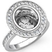 1.25Ct Diamond Engagement Ring Oval Shape Semi Mount Halo Setting 14k White Gold