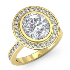 Circa Halo Pave Bezel Set diamond Ring 14k Gold Yellow