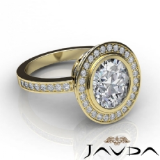 Circa Halo Pave Bezel Set diamond Ring 14k Gold Yellow