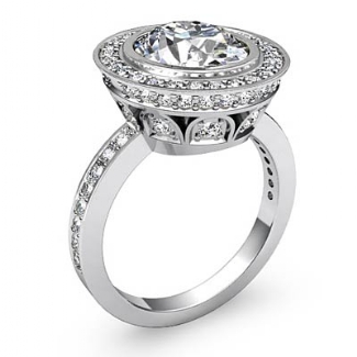 1.25Ct Diamond Engagement Ring Oval Shape Semi Mount Halo Setting 14k White Gold