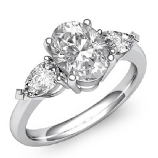 3 Stone Basket Style diamond Ring 14k Gold White